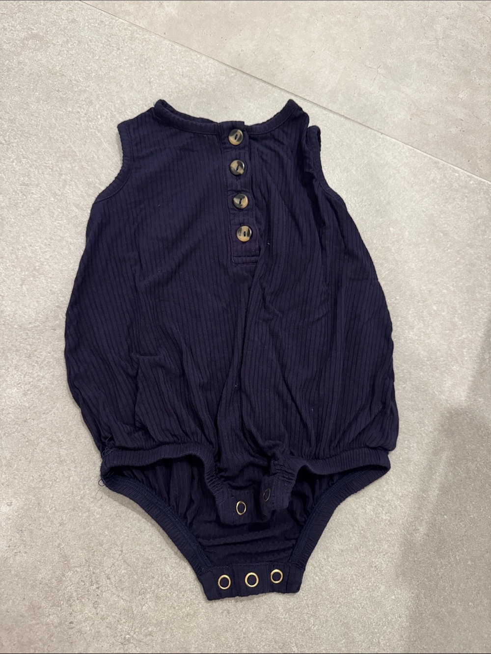 Lou Lou & Company Navy Ribbed Button Front Baby Bodysuit